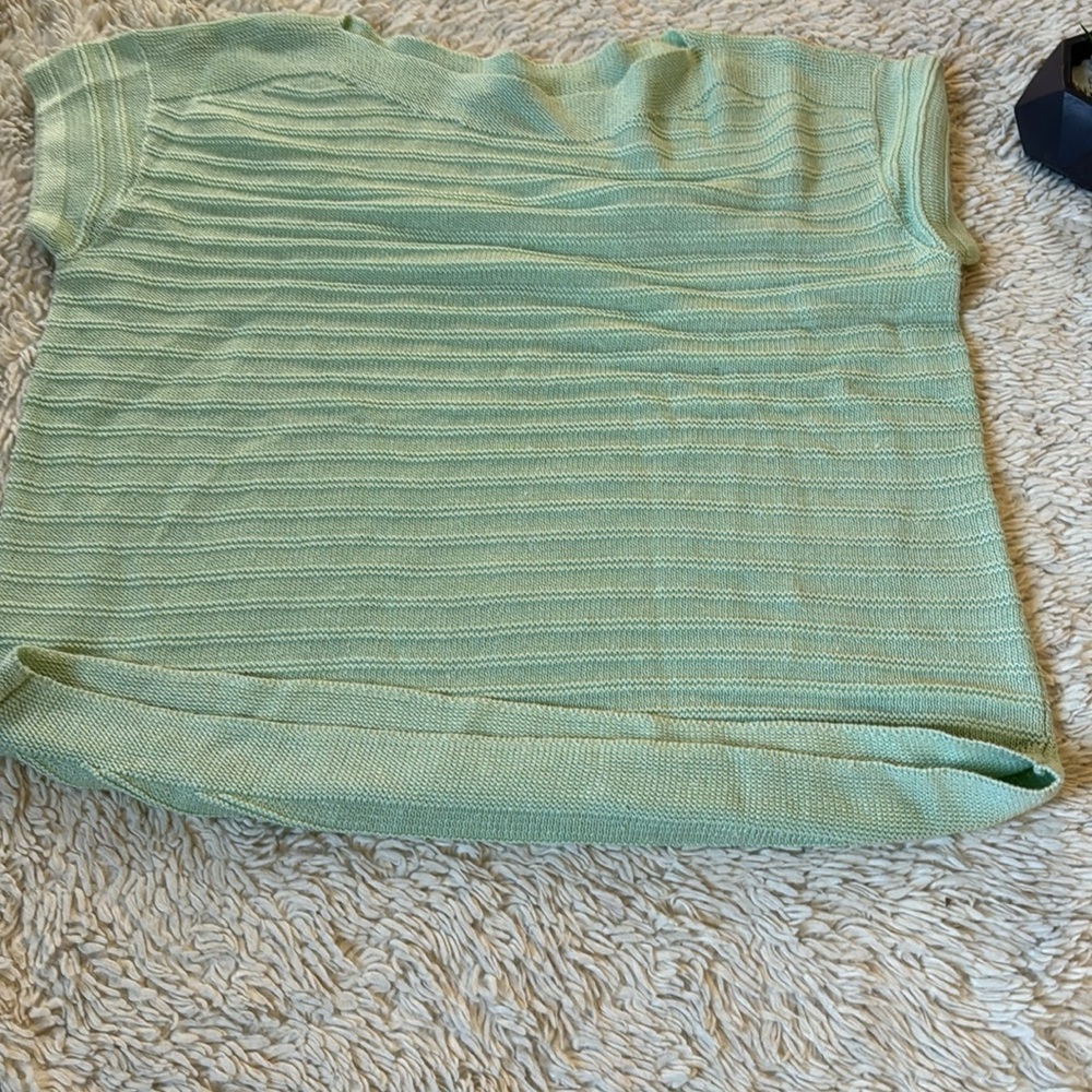 Talbots LINEN BATEAU NECK PULLOVER - TEXTURED STRIPE size M - Picture 14 of 16